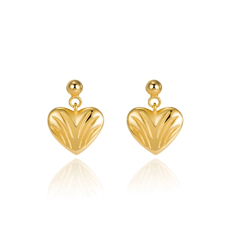 Pendientes de Botón de Corazón de Plata de Ley S925 para Mujer Minimalista Texturizado Oro Plata Chapado Joyería Regalo