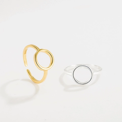 Anello Rotondo Vuoto in Argento Sterling 925 per Donna Anello Aperto Regolabile Minimalista Gioielli di Moda Geometrici Regalo