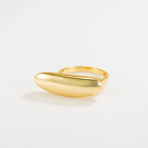 Anillo Abierto de Plata de Ley 925 con Gota de Agua para Mujer Minimalista Bañado en Oro de 18K Lágrima Ajustable Geométrico Joyería