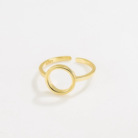 Anello Rotondo Vuoto in Argento Sterling 925 per Donna Anello Aperto Regolabile Minimalista Gioielli di Moda Geometrici Regalo