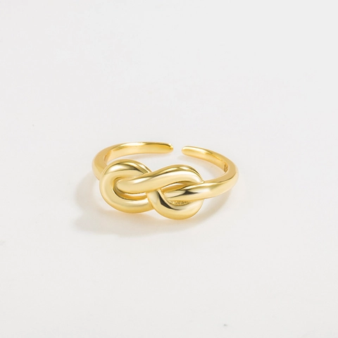 Minimalist S925 Sterling Silver Knot Wrapped Adjustable Open Ring For Women Luxury Gold Silver Plated Fashion Finger Jewelry Gift