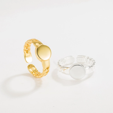 S925 Sterlingsilber Offener Ring Damen Minimalistisch Rundes Gesicht Panzerkette Design Verstellbarer Ring Modeschmuck