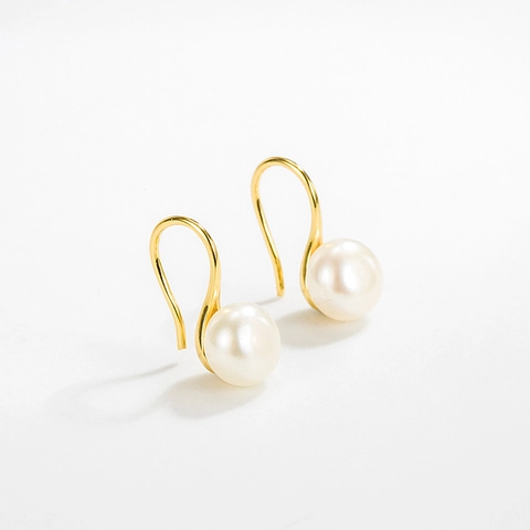 925 Sterling Silver Freshwater Pearl Hook Earrings For Women Minimalist Geometric Light Luxury INS Style Jewelry Accessory