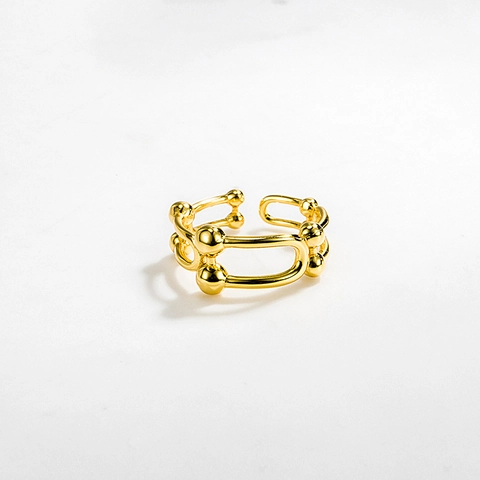 Anillo Abierto de Plata de Ley S925 Forma de U Hebilla de Herradura Geométrico Ajustable para Mujer Joyería Regalo