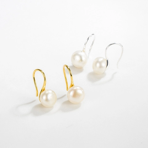 925 Sterling Silver Freshwater Pearl Hook Earrings For Women Minimalist Geometric Light Luxury INS Style Jewelry Accessory