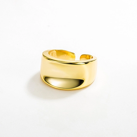 Minimalist 925 Sterling Silver Open Ring For Women Thick Wide Band Geometric Polished Adjustable Finger Ring Fashion Jewelry