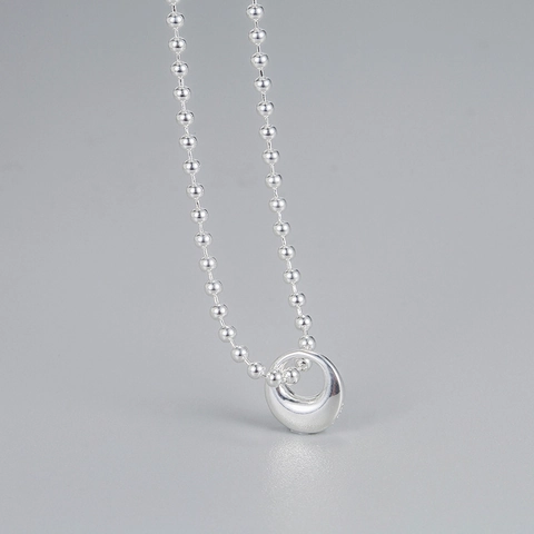 Minimalist 925 Sterling Silver Bean Pendant Necklace For Women Two Tone Gold Plated Geometric Choker Clavicle Necklace