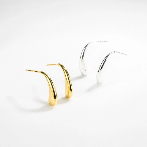 Orecchini a Bottone a Goccia in Argento Sterling 925 per Donna Orecchini Minimalisti Lucidati Oro Argento Gioielli di Moda