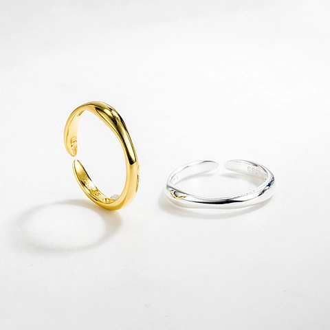 Minimalist 925 Sterling Silver Wave Pattern Open Ring For Women Adjustable Geometric Electroplated Fashion Finger Ring Jewelry
