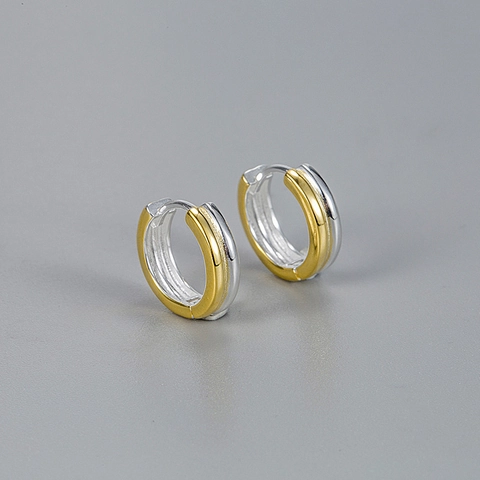 Minimalistisch 925 Sterling Zilveren Oorbellen Voor Dames Verfijnde Tweekleurige Goud En Zilver Vergulde Huggie Creolen
