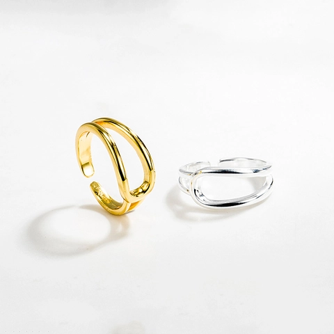 Minimalist 925 Sterling Silver Geometric Hollow Oval Open Ring For Women Personalized INS Style Adjustable Finger Ring Jewelry