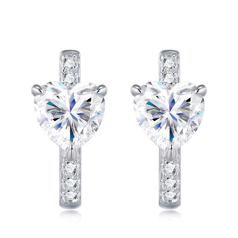Orecchini a Cerchio in Argento Sterling S925 Con Moissanite a Cuore Design di Lusso a Nicchia Orecchini a Cuore Intarsiati Donna Gioielli