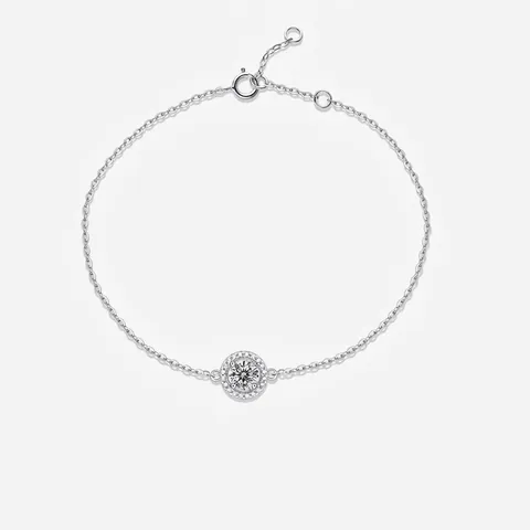 Bracciale in Argento Sterling 925 Con Moissanite Halo Tondo Catena Regolabile per Donna Gioielli di Lusso Rubino Zaffiro Coltivati Regalo