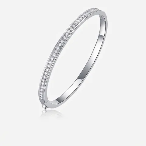 Luxus 925 Sterlingsilber Moissanit Armreif Rund Moissanit Eingelegt Armreif Elegant Hochzeitsgeschenk Für Damen Schmuck