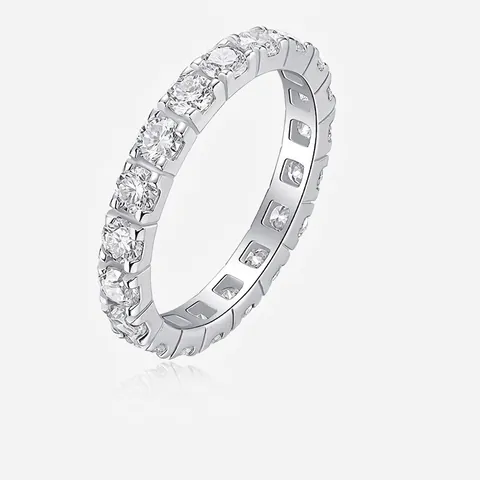 925 Sterling Silver Moissanite Eternity Ring D Color VVS Round Cut Sparkling Wedding Band Engagement Ring For Women Jewelry