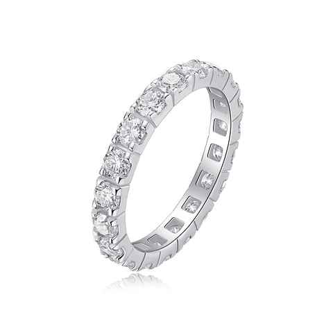 925 Sterling Silver Moissanite Eternity Ring D Color VVS Round Cut Sparkling Wedding Band Engagement Ring For Women Jewelry