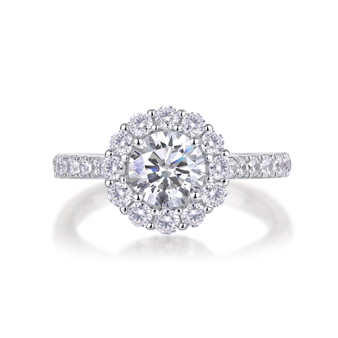 925 Sterling Silver Halo Ring Round Cut Moissanite Lab Grown Diamond D Color 3EX Engagement Ring For Women Luxurious Jewelry Gift