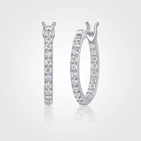 Lussuosi Orecchini a Cerchio in Argento Sterling 925 con Moissanite da Donna Geometrici Rotondi Intarsiati Gioielli