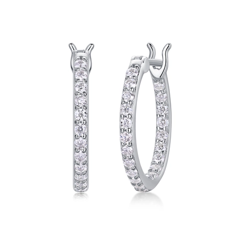 Lussuosi Orecchini a Cerchio in Argento Sterling 925 con Moissanite da Donna Geometrici Rotondi Intarsiati Gioielli