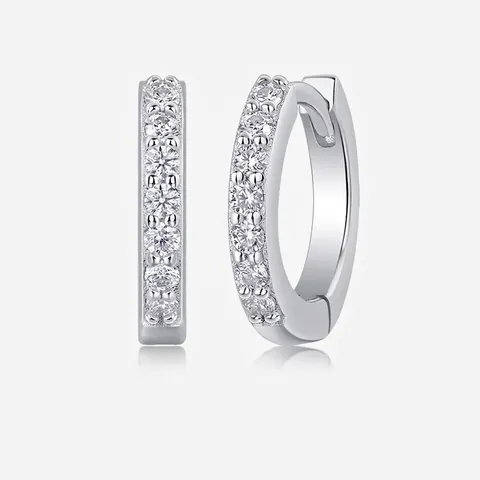Mode 925 Sterlingsilber Moissanit Creolen Für Damen Luxus Reihenbohrer Runde Ohrmanschette Mit GRA Zertifikat Schmuck Geschenk