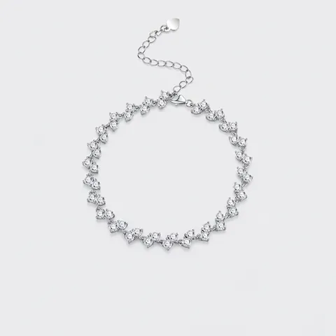 925 Sterling Silver Moissanite Bracelet For Women Sparkling D Color Moissanite Inlaid Adjustable Pull Chain Station Bracelet Fine Jewelry