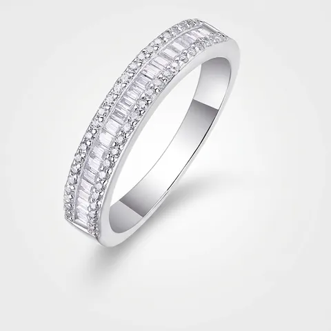 Anello in Argento Sterling 925 con Moissanite per Donna Incastonatura a Pavé di Lusso Anello di Fidanzamento per Matrimonio Gioielli Raffinati