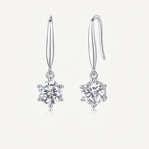 Orecchini a Goccia in Argento Sterling S925 Con Moissanite per Donna Eleganti Orecchini a Gancio a Sei Artigli Con Certificato GRA Gioielli Regalo Taglio Rotondo
