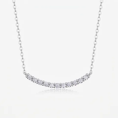 Collana Sorriso in Argento Sterling 925 per Donna Elegante Collana con Ciondolo ad Arco Moissanite Gioielli di Moda con Certificato GRA