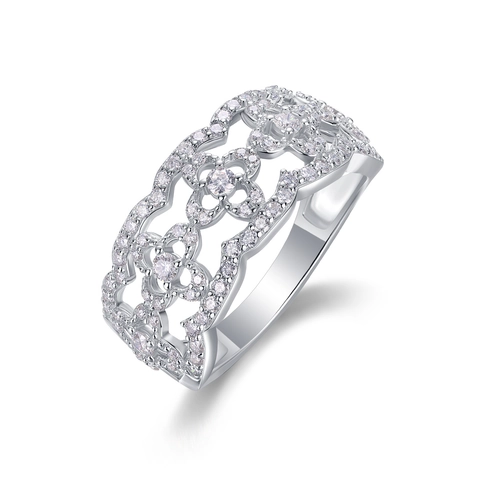 Luxury S925 Sterling Silver Moissanite Hollow Flower Ring For Women Inlaid Geometric Statement Jewelry Engagement Ring