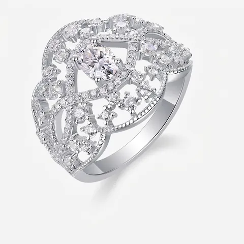 Luxury 925 Sterling Silver Moissanite Ring For Women Hollow Geometric Oval Moissanite Engagement Ring With GRA Certificate Jewelry