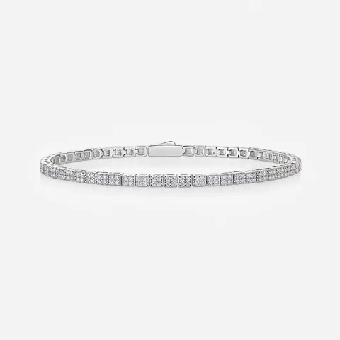 925 Sterlingsilber Moissanit Tennis Armband Für Damen Eleganter Rundschliff Weiß Funkelnder Schmuck Mit GRA Zertifikat Geschenk