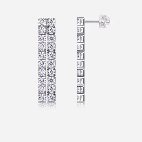Orecchini Pendenti in Argento Sterling 925 Moissanite per Donna Orecchini a Nappa in Moissanite con Pavé a Doppia Fila Regalo Gioielli da Sposa