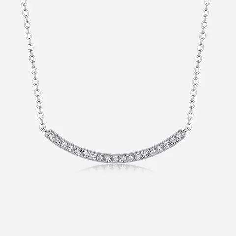 Collana Sorriso in Argento Sterling 925 per Donna Elegante Collana con Ciondolo ad Arco Moissanite Gioielli di Moda con Certificato GRA