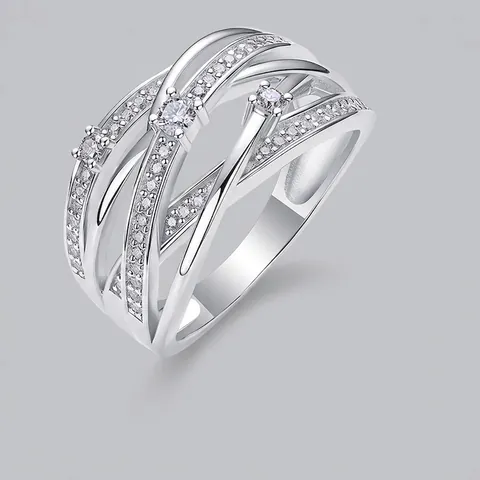 Lussuoso Anello Incrociato Moissanite in Argento Sterling S925 per Donna Elegante Gioiello Geometrico Multistrato con Intarsio Promessa Matrimonio Regalo