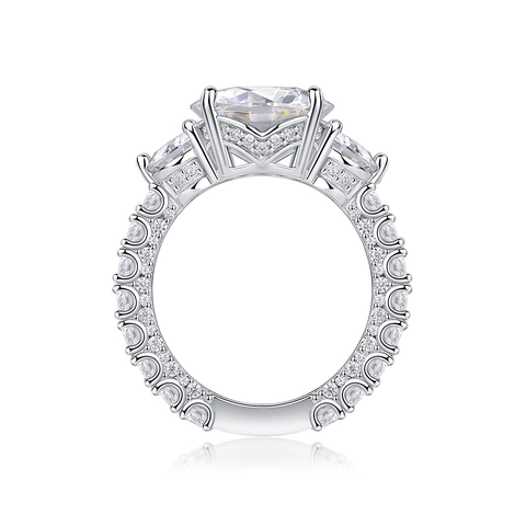Lussuoso Anello Moissanite Taglio Rotondo 5 Carati in Argento Sterling 925 Anello di Fidanzamento a Tre Pietre per Donna Gioielli Regalo