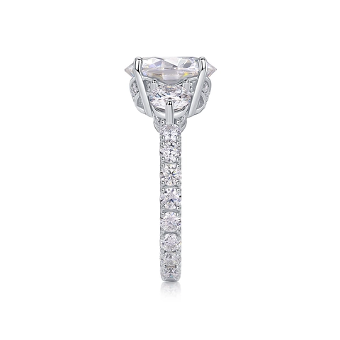 Luxus 5 Karat Rundschliff Moissanit Ring 925 Sterlingsilber Drei-Steine Verlobungsring Für Damen Schmuck Geschenk