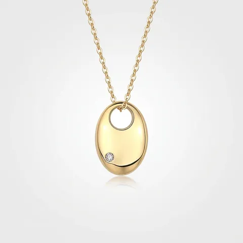 Minimalist 925 Sterling Silver Moissanite Necklace For Women Gold Plated Teardrop Oval Pendant Chain Fashion Jewelry Gift
