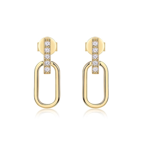 French Style U-Shape 925 Sterling Silver Moissanite Stud Earrings Gold Plated Geometric Fashion Jewelry Gift For Women