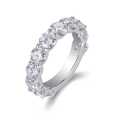 Anello Eternity Band in Argento Sterling S925 con Moissanite per Uomo e Donna Anello Minimalista con Moissanite con Certificato GRA Confezione Regalo Gioielli di Moda