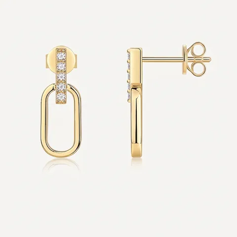 French Style U-Shape 925 Sterling Silver Moissanite Stud Earrings Gold Plated Geometric Fashion Jewelry Gift For Women