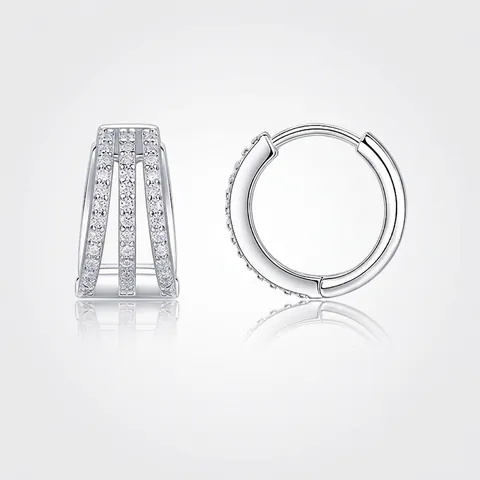 Orecchini a Cerchio in Argento Sterling 925 con Moissanite da Donna a Tre File Micro Pave Rotondi Gioielli di Moda con Certificato GRA Regalo
