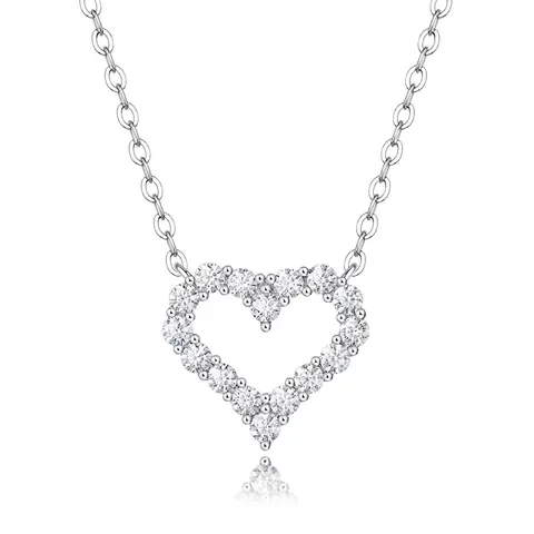 Collar con Colgante de Corazón de Plata de Ley 925 Incrustado de Moissanita Cadena de Clavícula Simple Elegante para Mujer Joyería Regalo