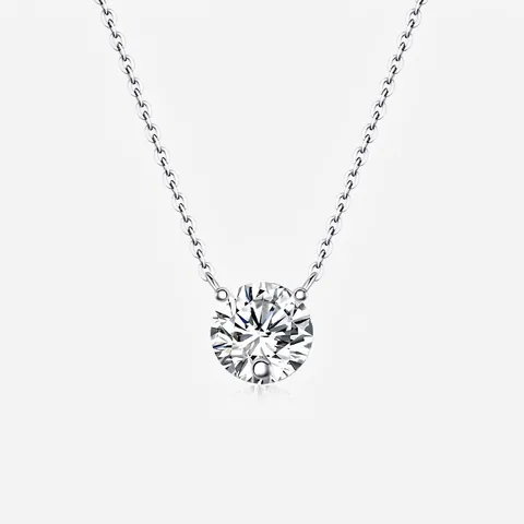 Collana con Ciondolo in Moissanite in Argento Sterling 925 per Donna Taglio Rotondo Solitario Catena Regolabile Gioielli