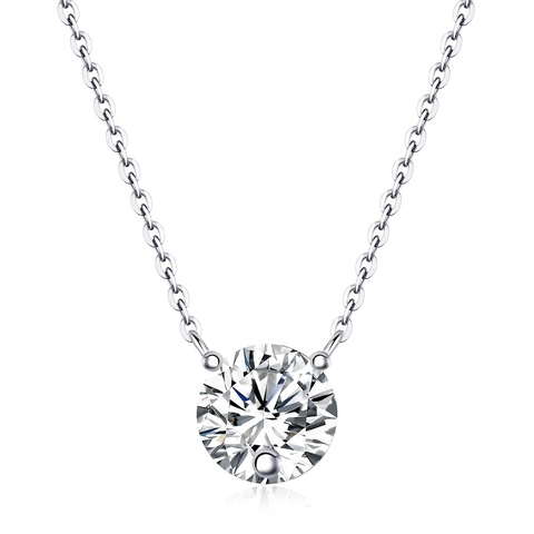 Collana con Ciondolo in Moissanite in Argento Sterling 925 per Donna Taglio Rotondo Solitario Catena Regolabile Gioielli