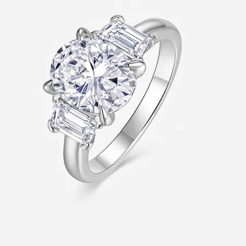 925 Sterling Silver Moissanite Ring For Women Luxury Three Stone Oval Cut Engagement Jewelry High Quality Polished Ring