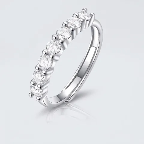 925 Sterling Silver Moissanite Band Ring For Women Elegant Round Seven Stone Inlaid Minimalist Jewelry Wedding Engagement Ring
