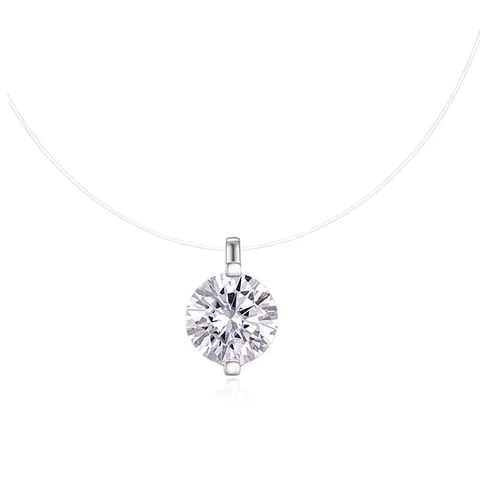 Minimalistische 925 Sterlingsilber Moissanit Meerjungfrau Tränen Anhänger Halskette Für Damen Unsichtbare Transparente Schnur Schmuck