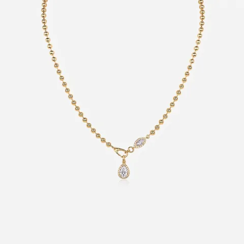 Lujoso Collar Con Colgante de Moissanita Plata de Ley 925 Para Mujer Chapado en Oro Geométrico Forma de Pera y Corazón
