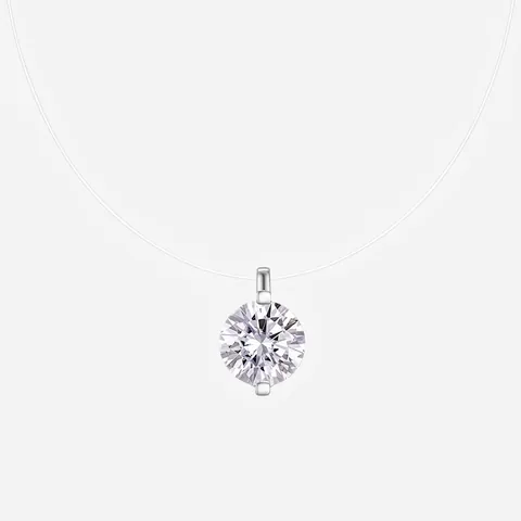 Elegante 925 Sterlingsilber Moissanit Anhänger Halskette Für Damen Meerjungfrau Tränen Unsichtbare Transparente Angelschnur Schwebende Choker Modeschmuck