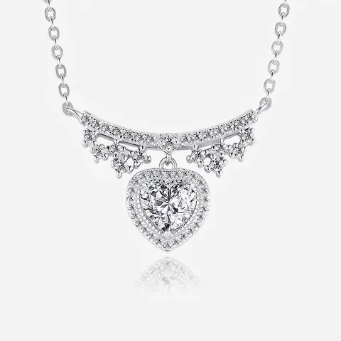 Luxus 925 Sterlingsilber Herzanhänger Halskette Mit Moissanit Vielseitige Clavicle Kette Schmuck Für Damen
